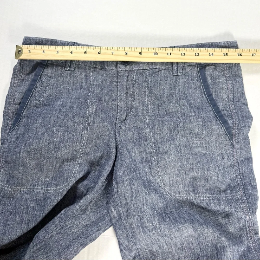 PILCRO Anthropologie Wide Leg Linen Blend Chambray Pants Blue Size 6 - Picture 11 of 11